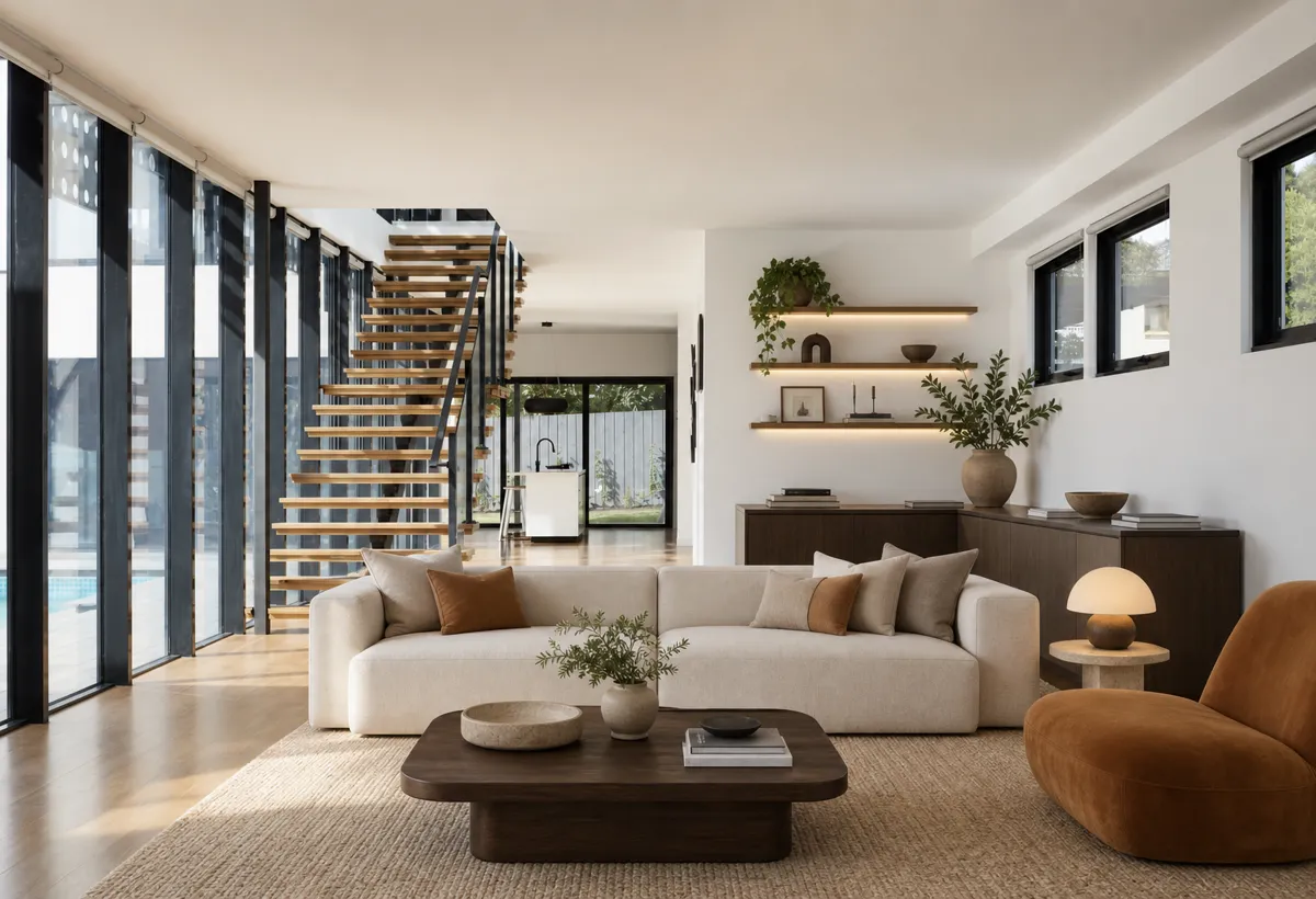 Furnished living room visualised from an empty space