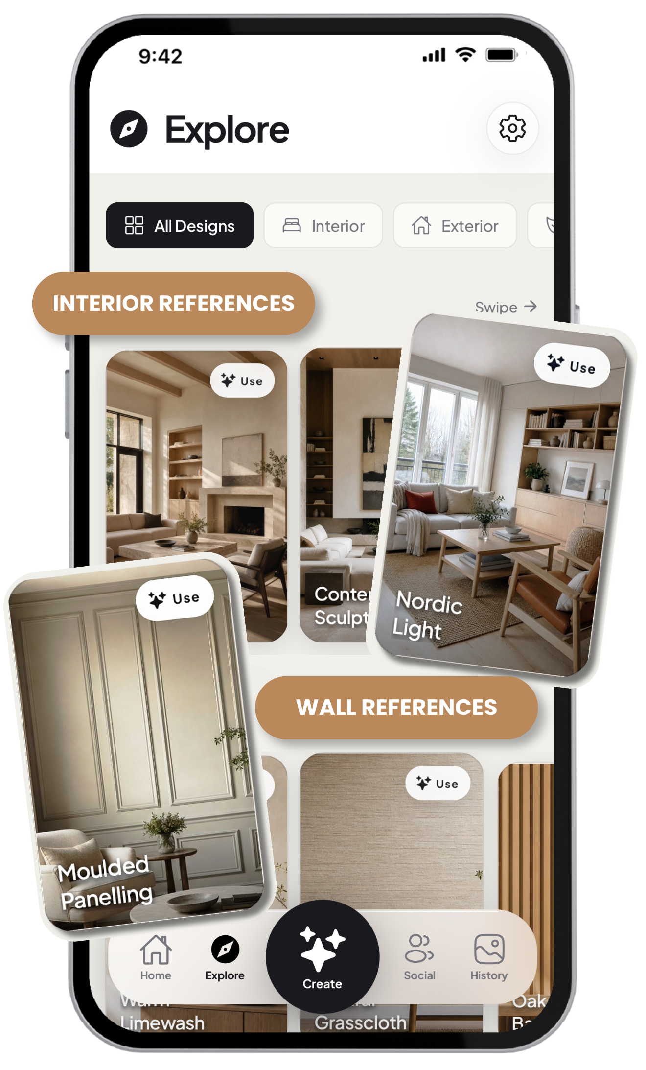 RoomWise Explore with interior and wall design references